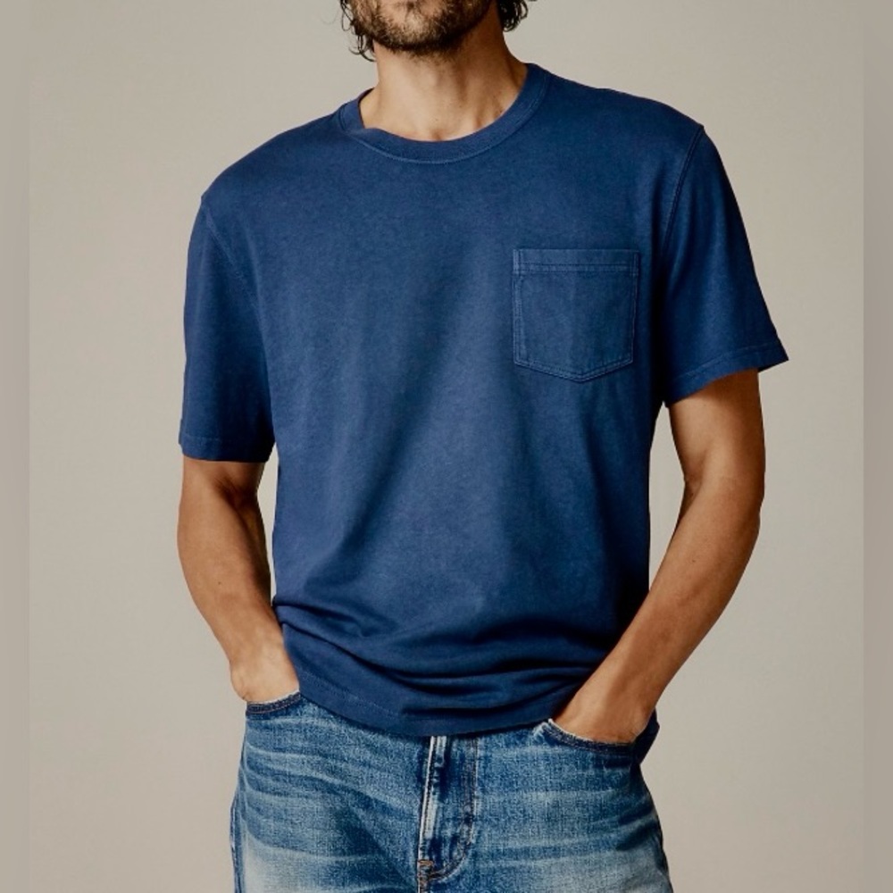 NEW- J. Crew Garment-dyed Men's Manganese Blue Short Sleeve Tee